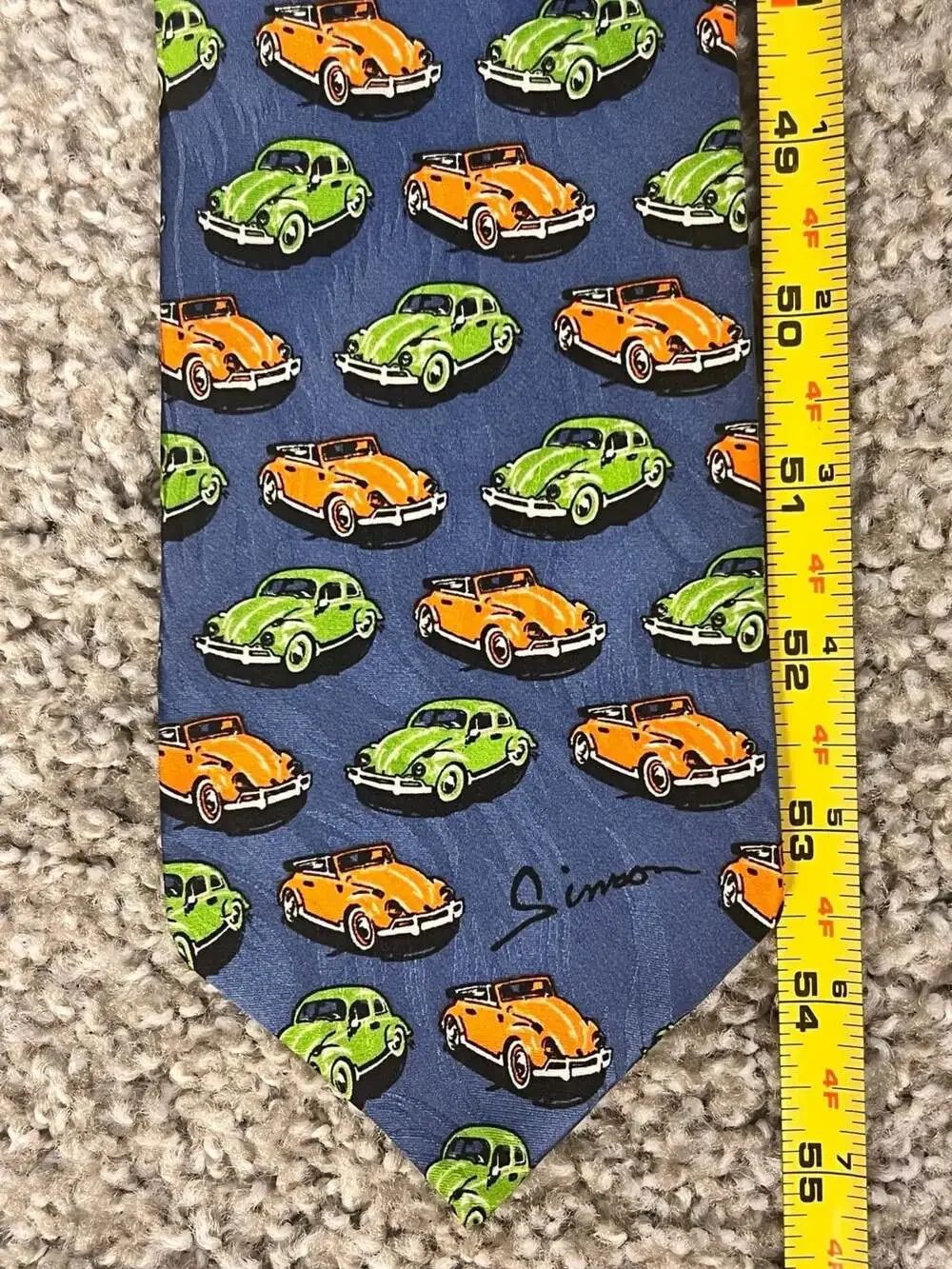 Volkswagen Repeat Silk Necktie Blue Beetle Car Print